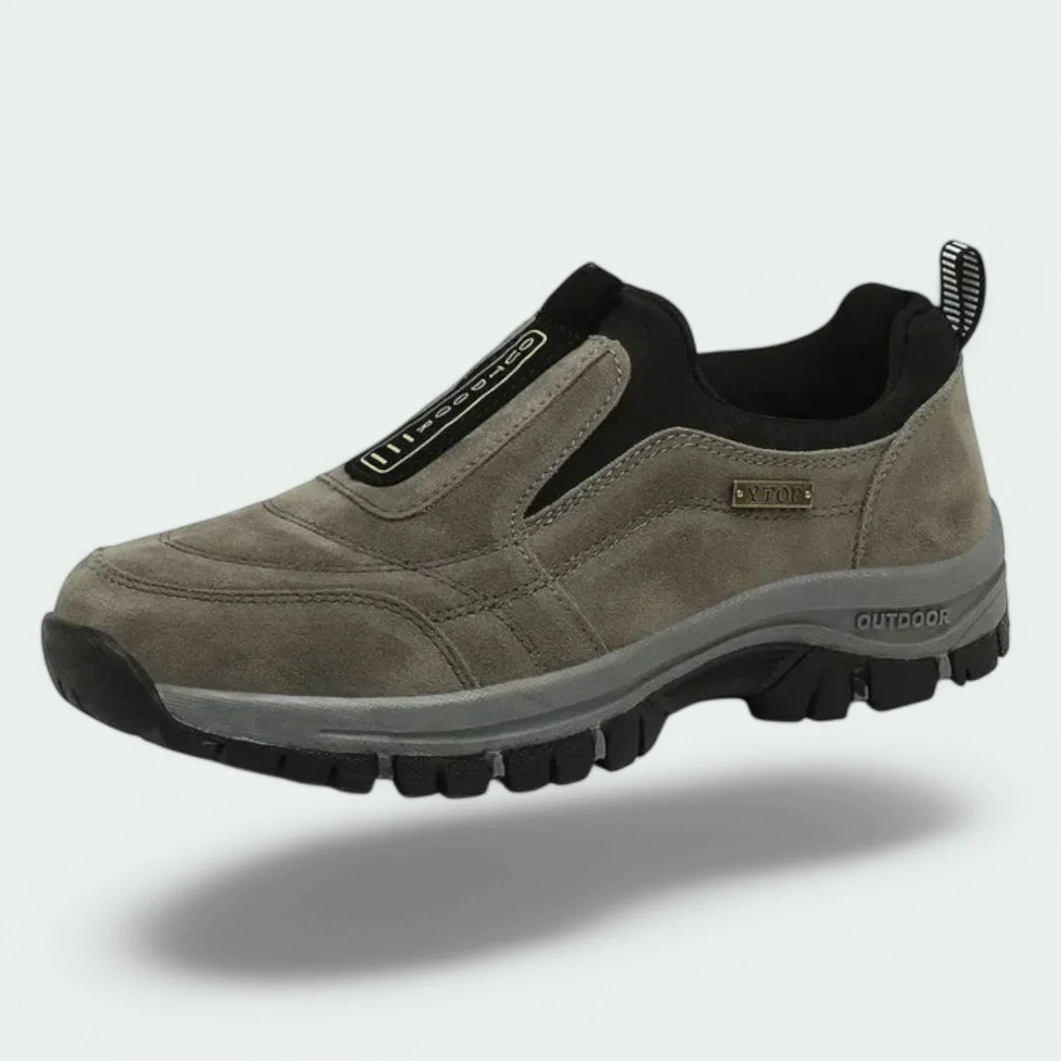 Men's cushioned supportive walking shoes, back view