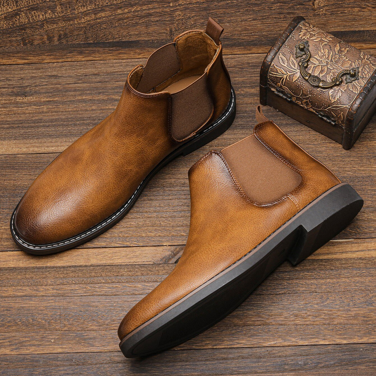 Harvey | Block Heel Leather Chelsea Boots