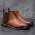 Men's block heel leather chelsea boots