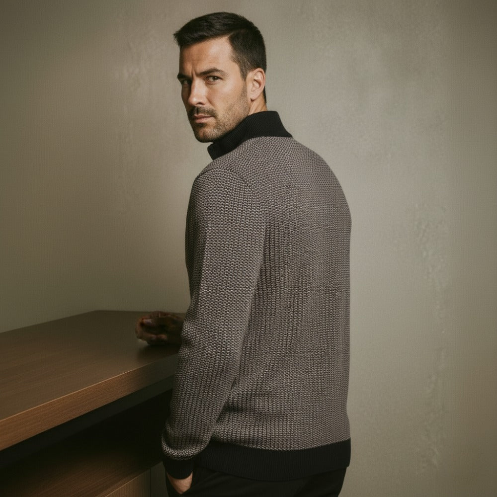 Men's birdseye knit quarter zip jumper, detail