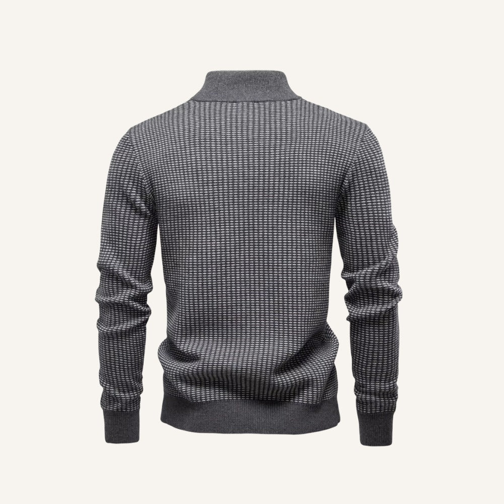 Men's birdseye knit quarter zip jumper, view 6
