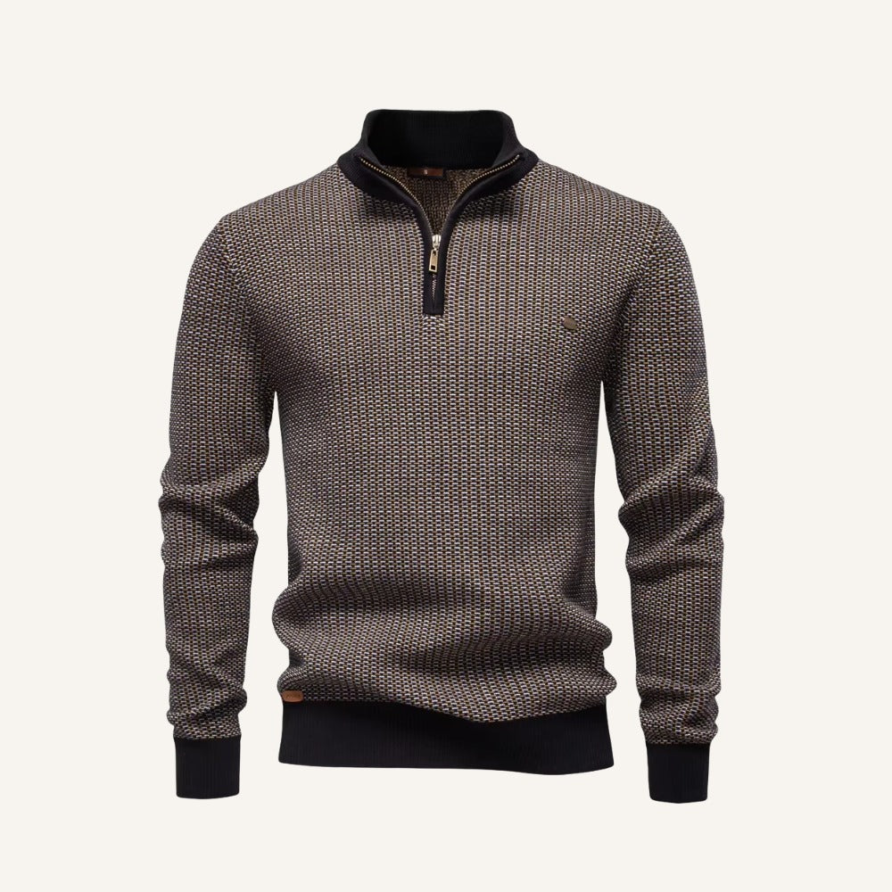 Men's birdseye knit quarter zip jumper