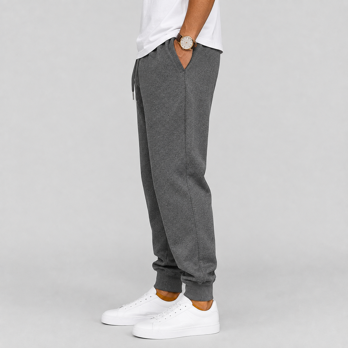 Men's regular fit stretch joggers, back view