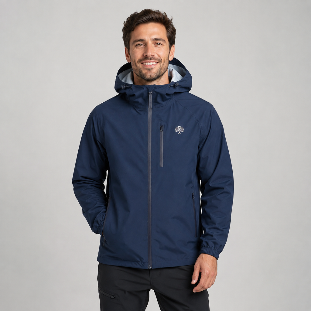 Men's hooded lightweight rain shell jacket