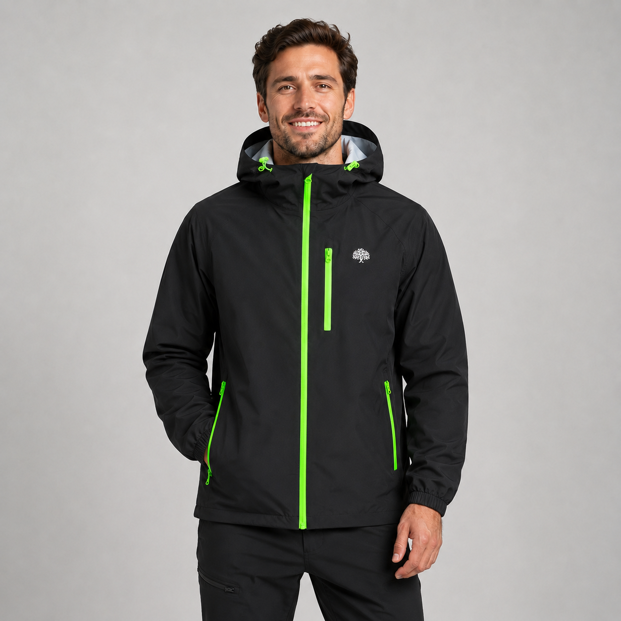 Men's hooded lightweight rain shell jacket, view 5