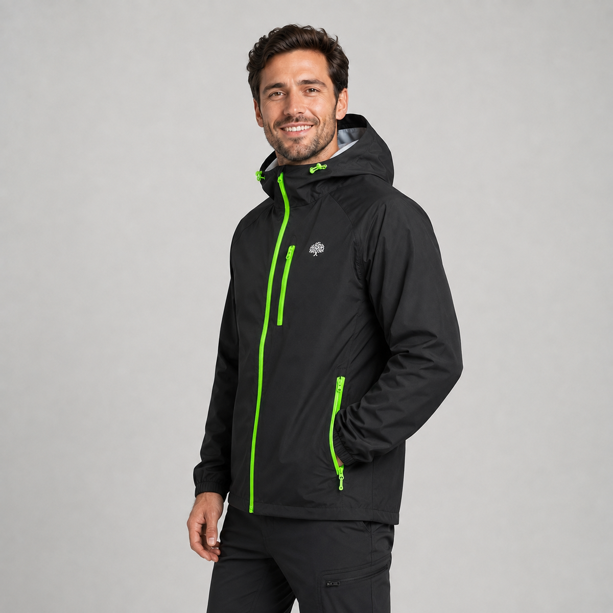 Men's hooded lightweight rain shell jacket, view 6