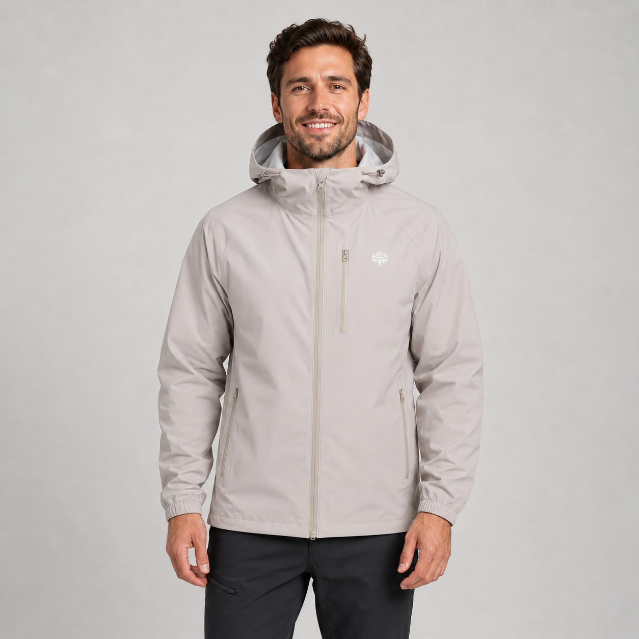 Men's hooded lightweight rain shell jacket, view 10