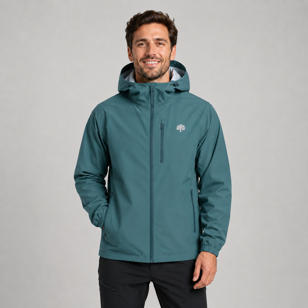 Men's hooded lightweight rain shell jacket, view 9