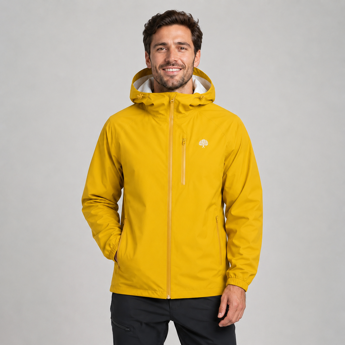 Men's hooded lightweight rain shell jacket, view 8