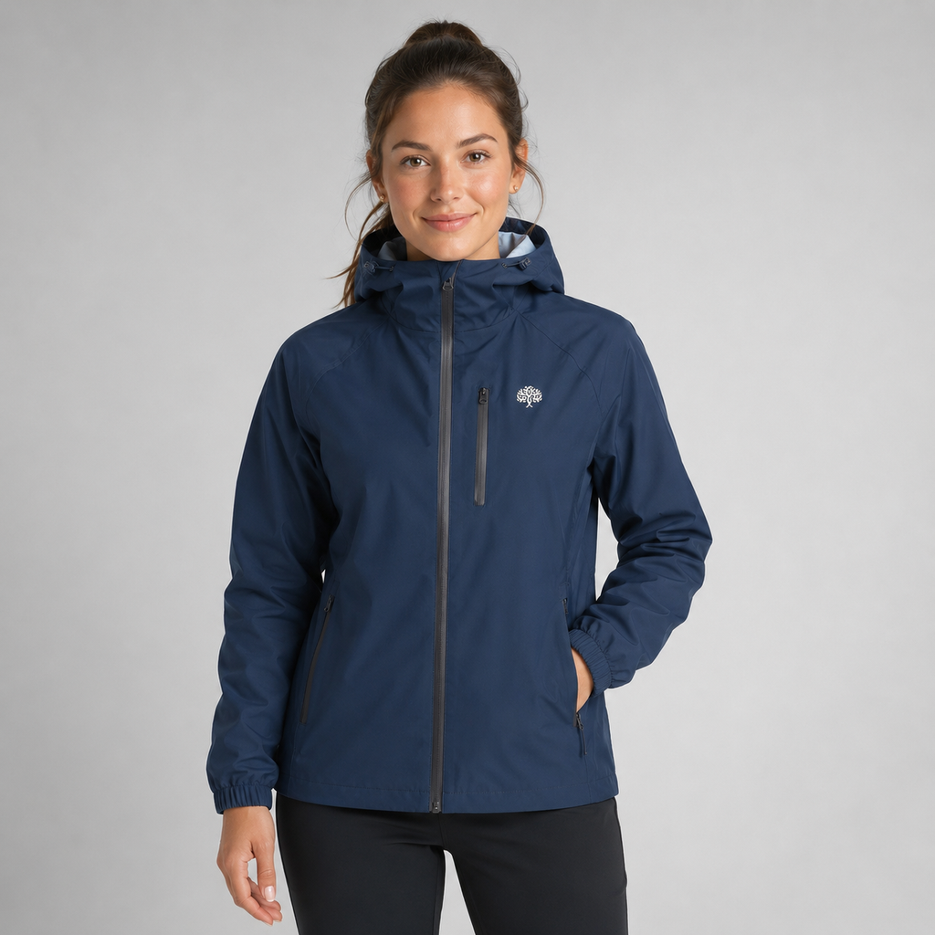 Men's hooded lightweight rain shell jacket, detail