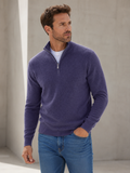 Men's wool blend half zip jumper, side view