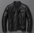 Men's genuine leather stand collar jacket