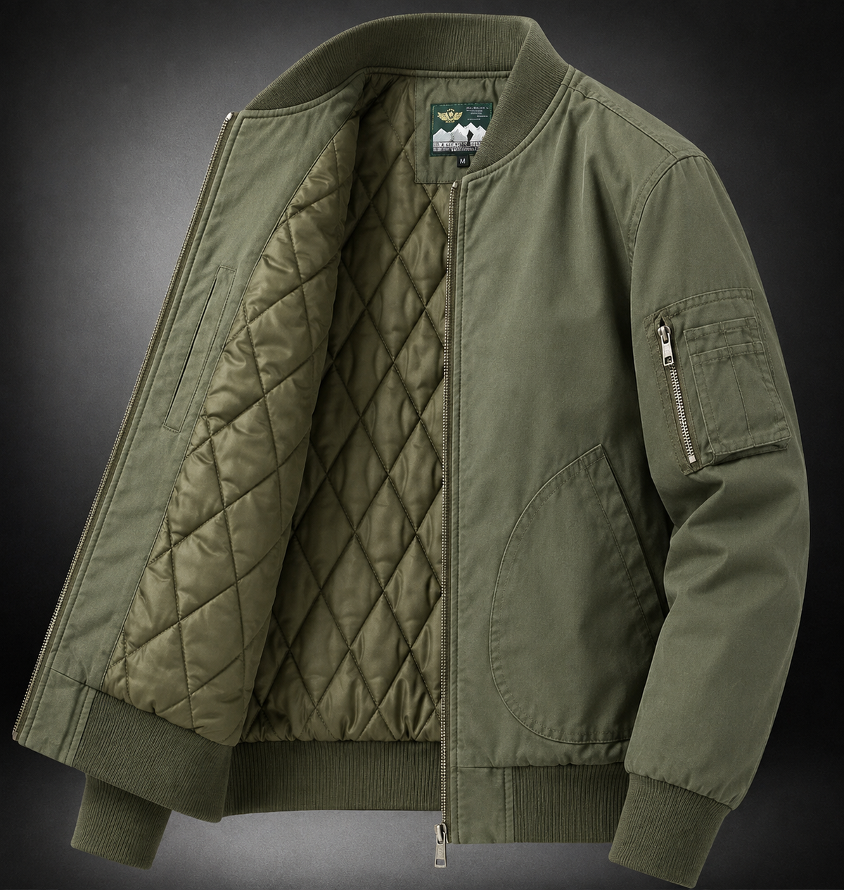 Men's loose fit baseball collar bomber jacket, view 5