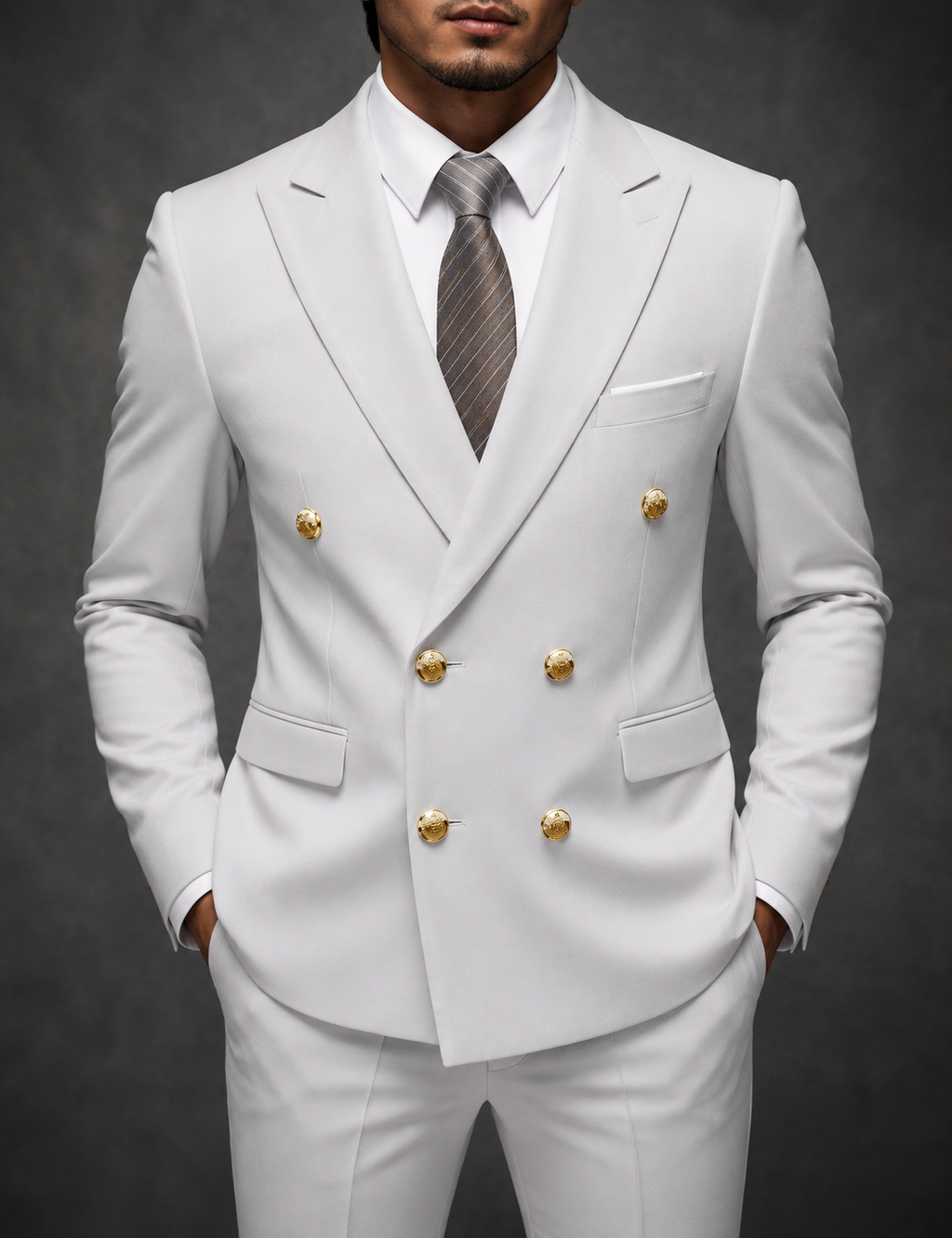 Men's peak lapel double breasted blazer, view 7