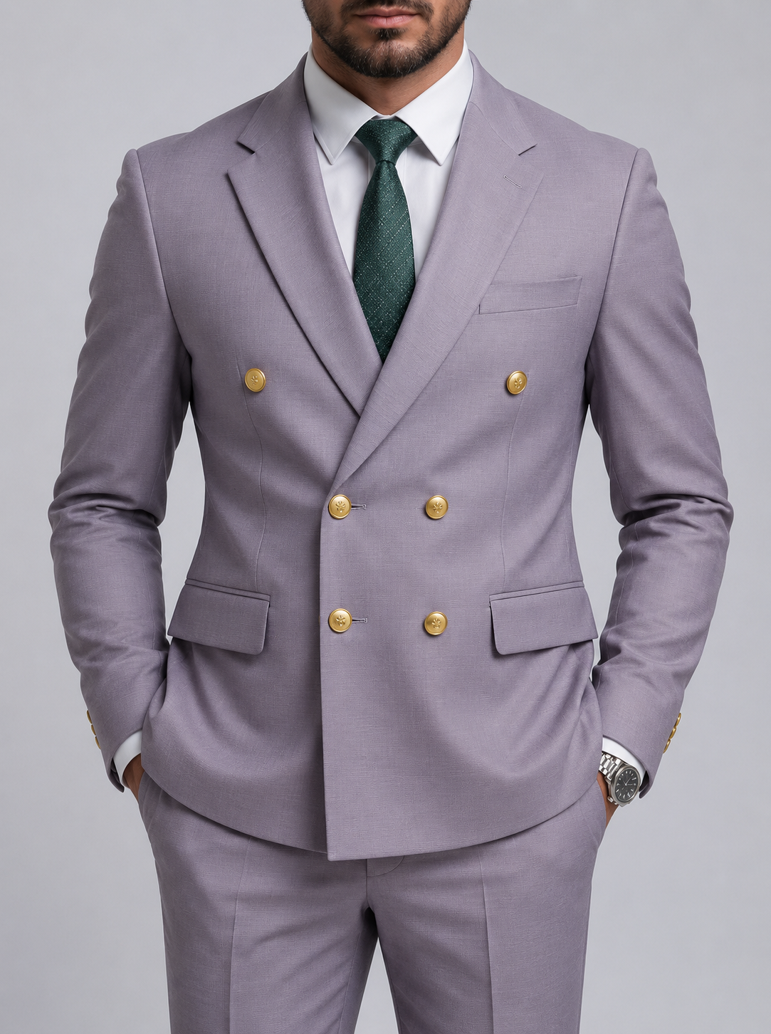 Men's peak lapel double breasted blazer, view 9