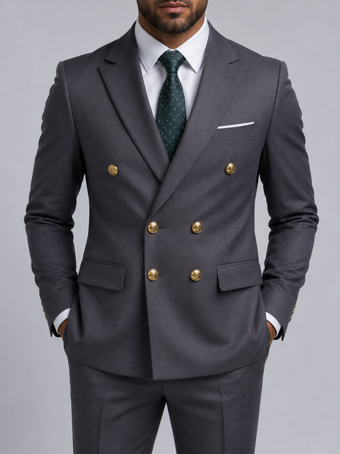Men's peak lapel double breasted blazer, view 10