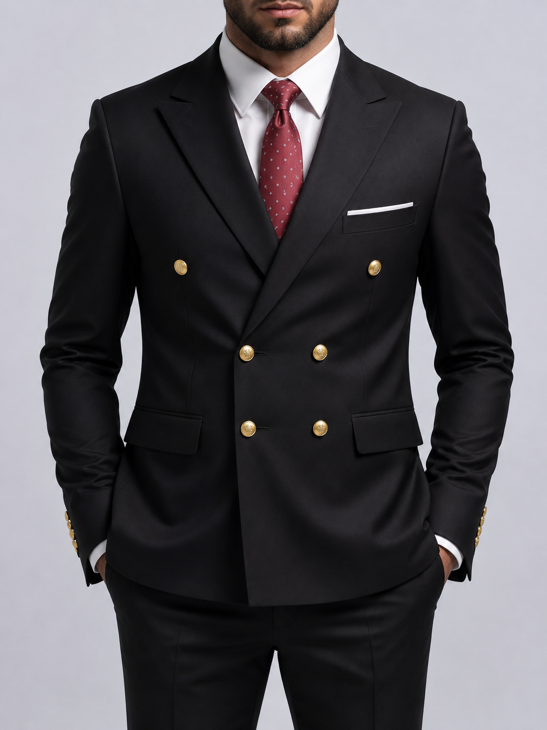 Men's peak lapel double breasted blazer, view 11