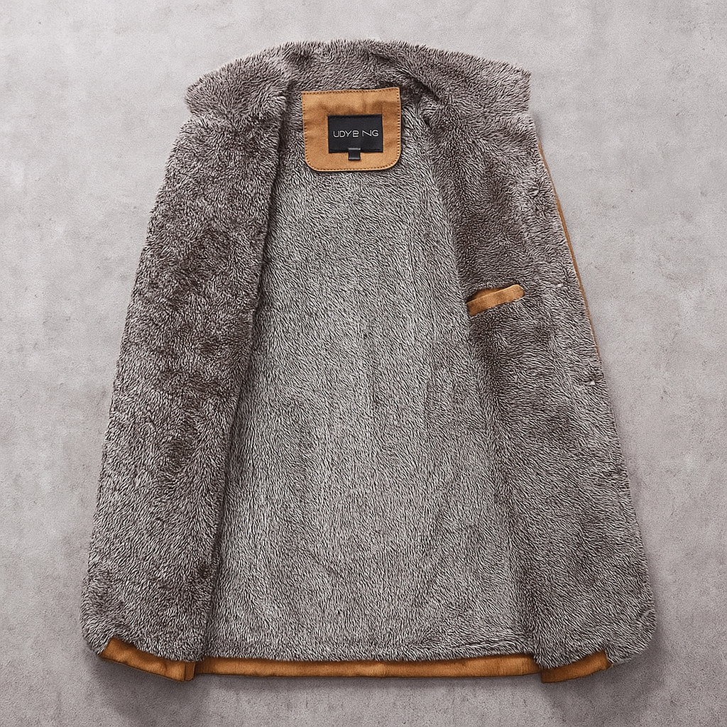 Men's suede tailored winter coat, view 5