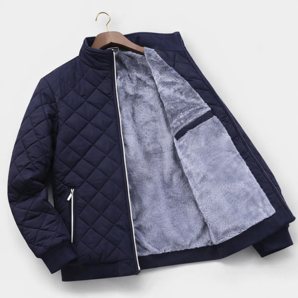 Men's fleece lined quilted bomber jacket, view 5