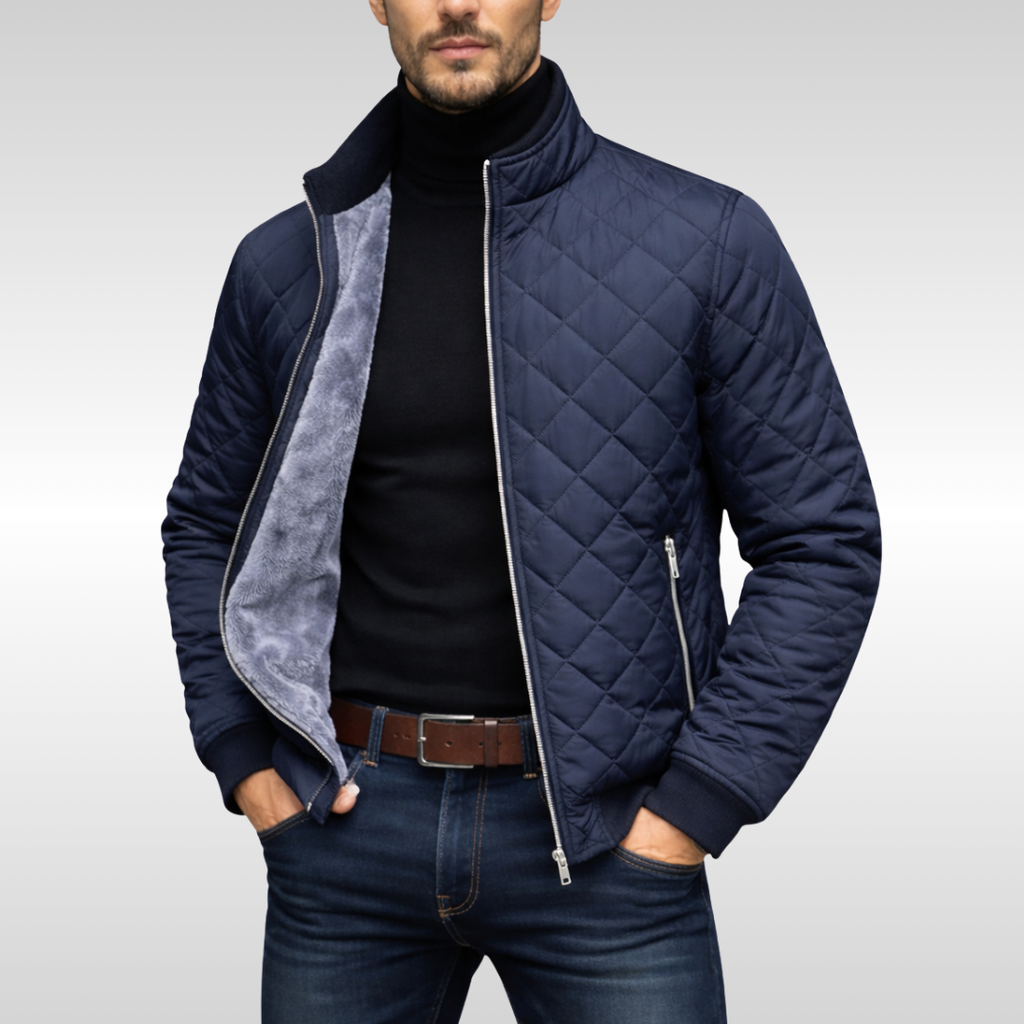 Men's fleece lined quilted bomber jacket
