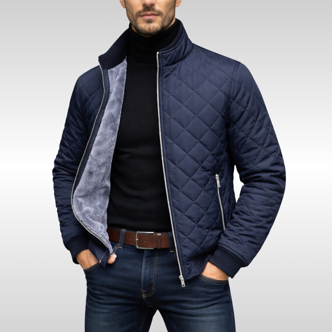 Men's fleece lined quilted bomber jacket