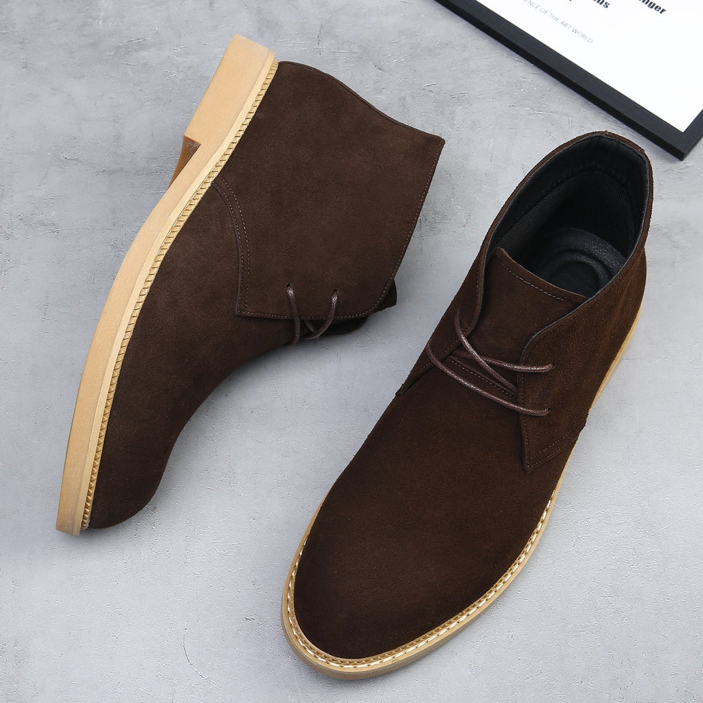 Men's suede wedge sole desert boots, side view