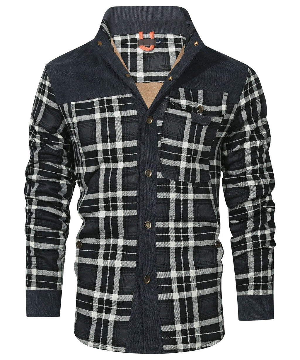 Men's faux fur lined check flannel jacket, view 8