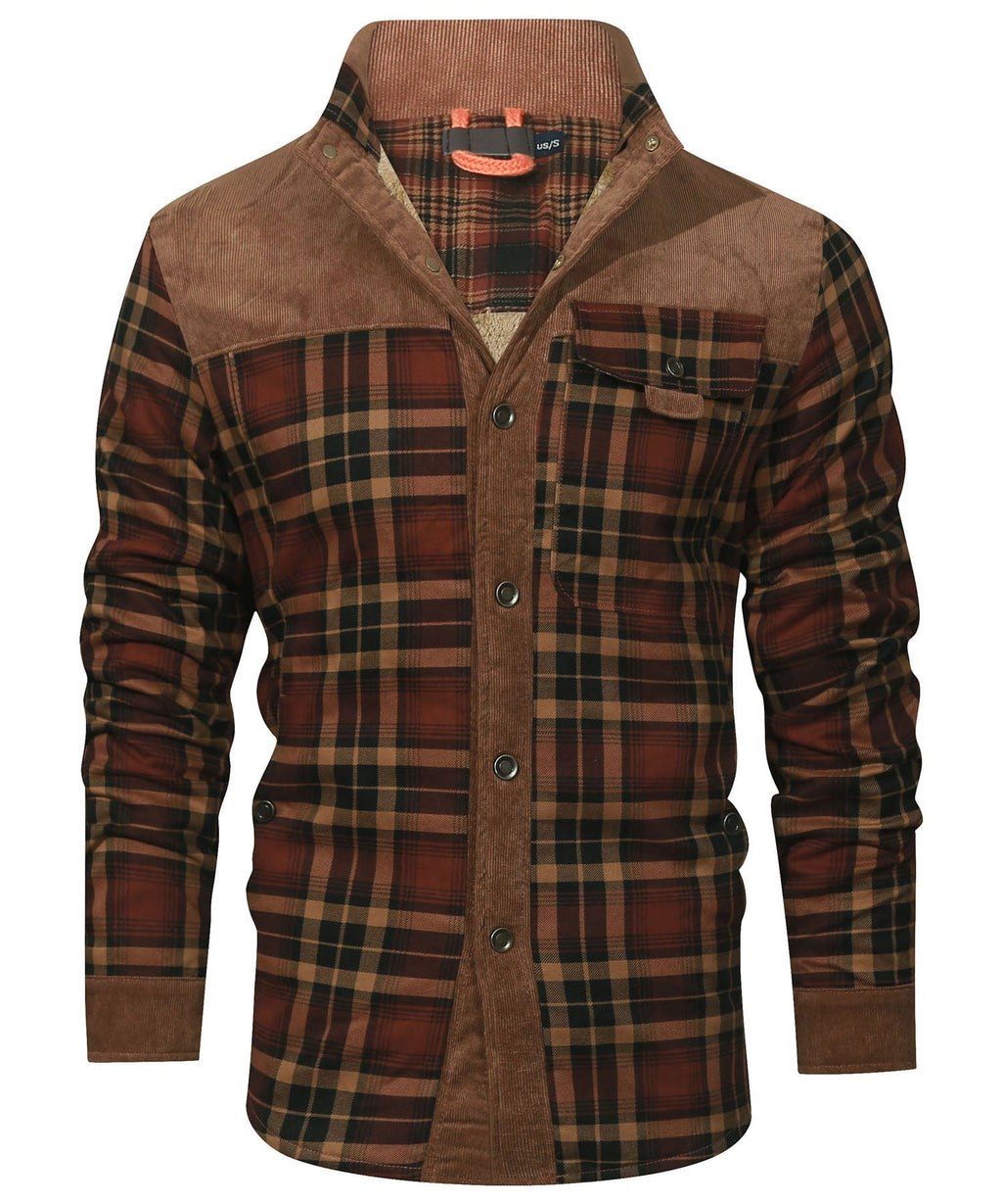 Men's faux fur lined check flannel jacket, view 6