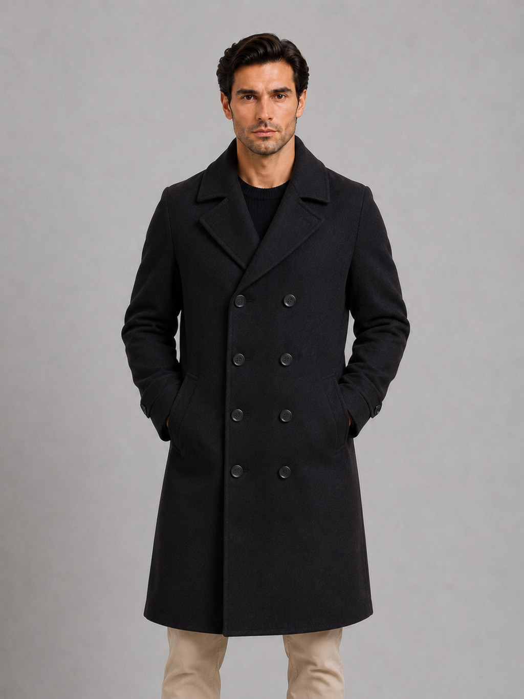 Men's double breasted tailored overcoat