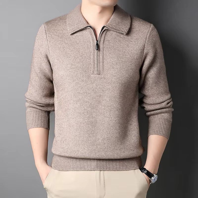 Men's mid weight quarter zip polo jumper