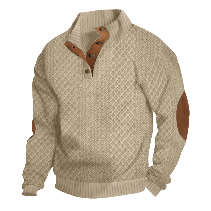 Men's jacquard knit crew neck jumper