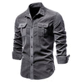 Men's slim fit corduroy shirt, detail