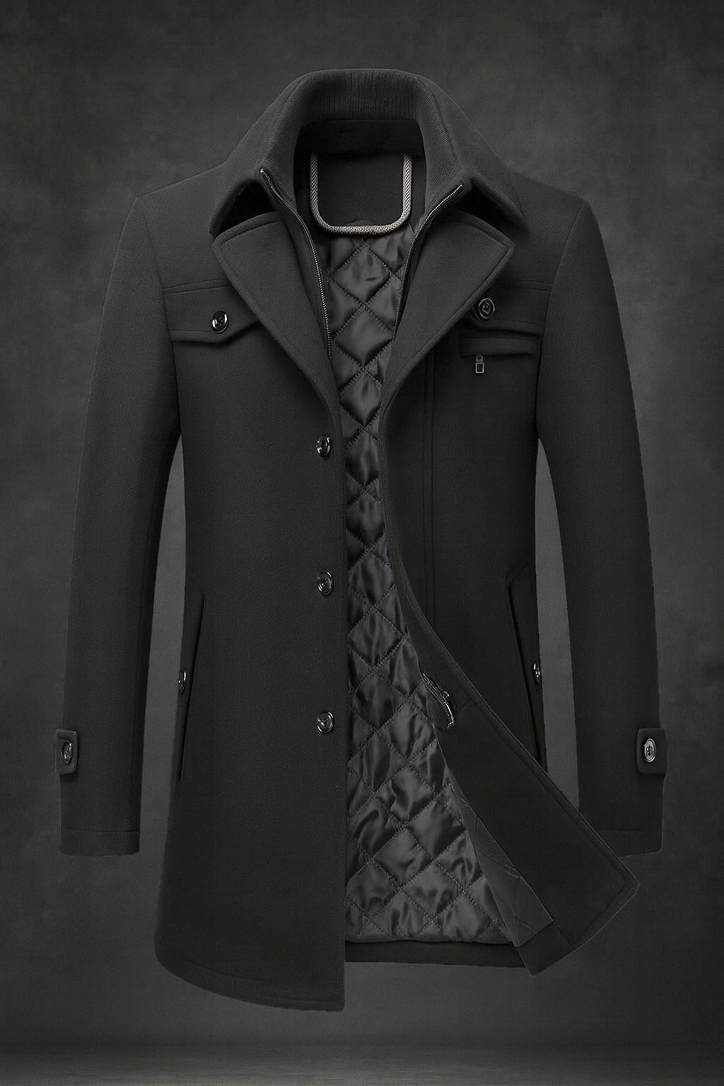Dunstan | Textured Collar Lined Winter Coat