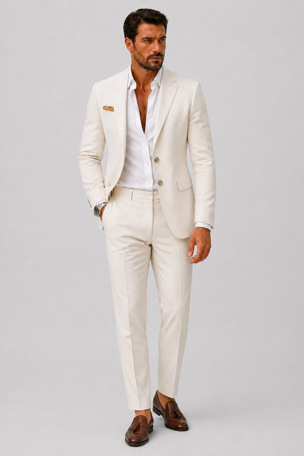 Men's breathable two piece suit, side view