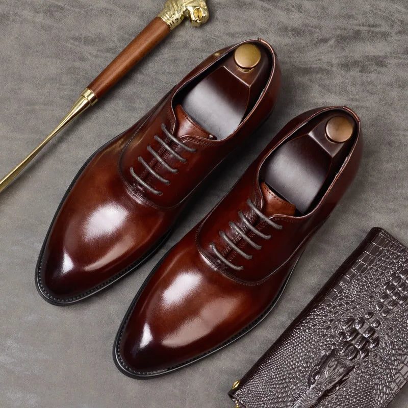 Men's lace up leather oxford shoes