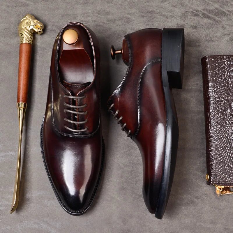 Men's lace up leather oxford shoes, view 5