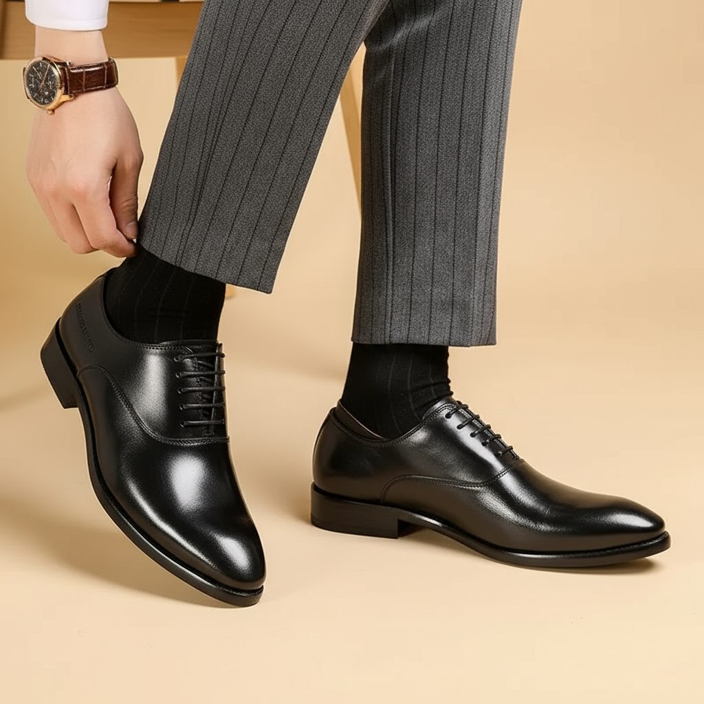 Men's lace up leather oxford shoes, view 6