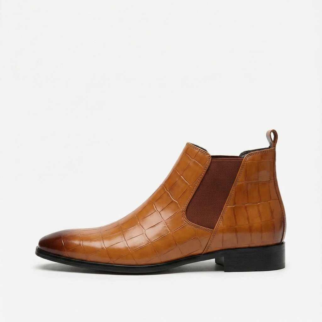 Alton | Croc Embossed Pointed Chelsea Boots