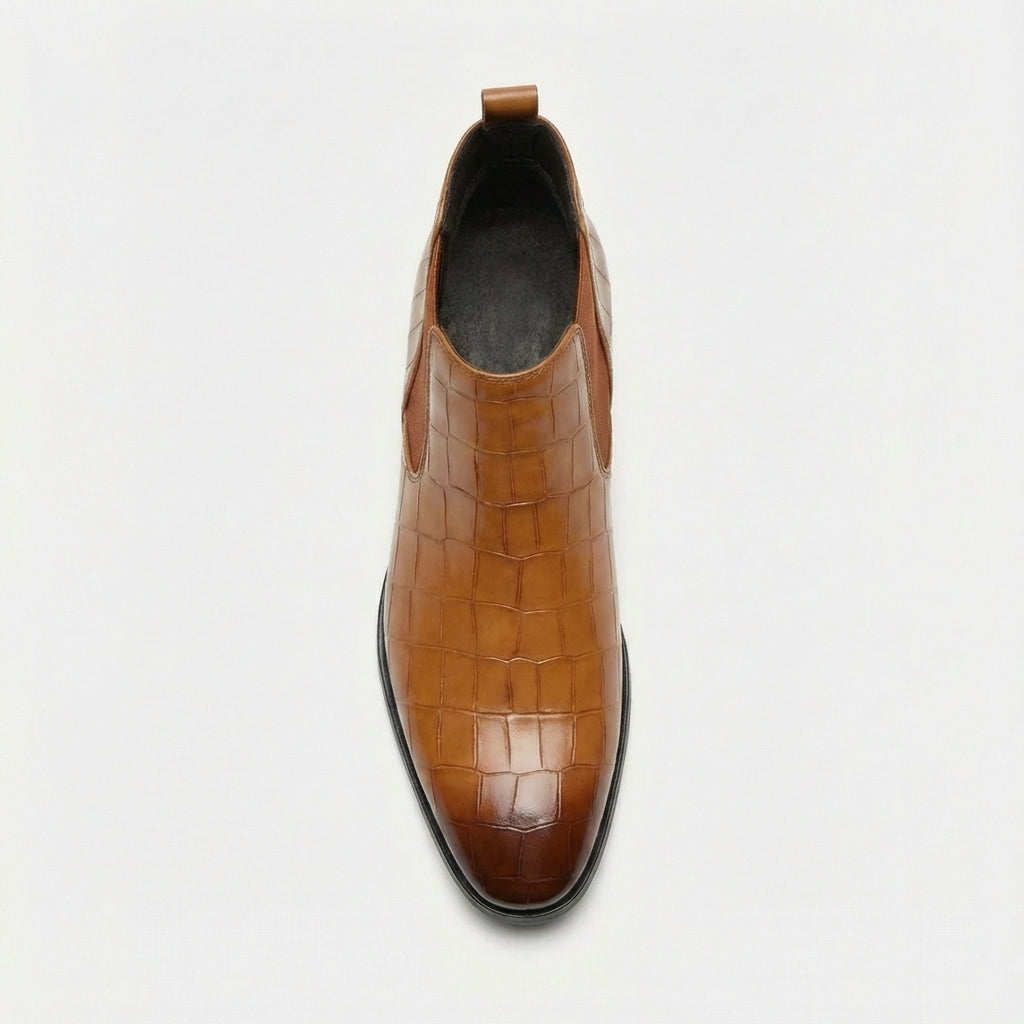 Alton | Croc Embossed Pointed Chelsea Boots