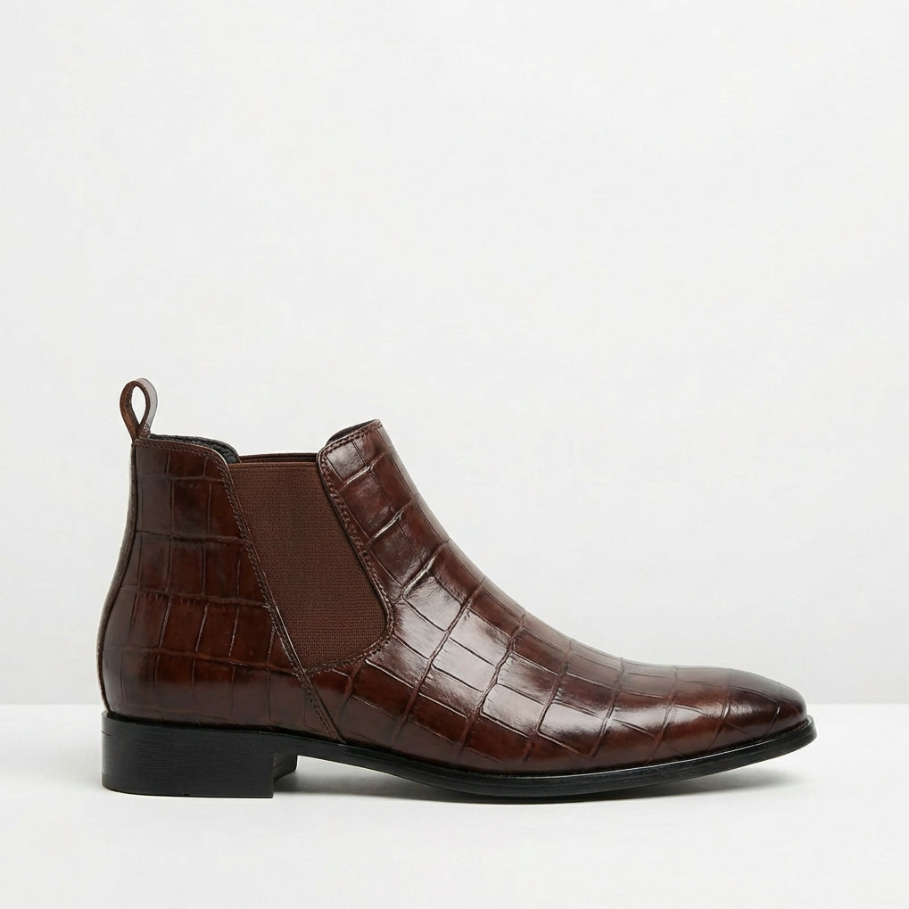 Alton | Croc Embossed Pointed Chelsea Boots