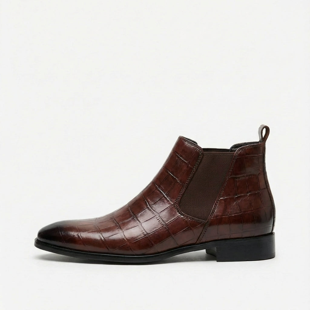 Alton | Croc Embossed Pointed Chelsea Boots