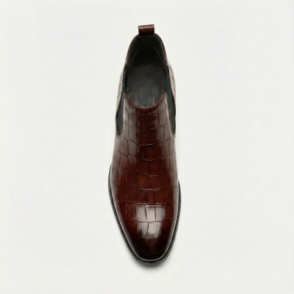 Alton | Croc Embossed Pointed Chelsea Boots