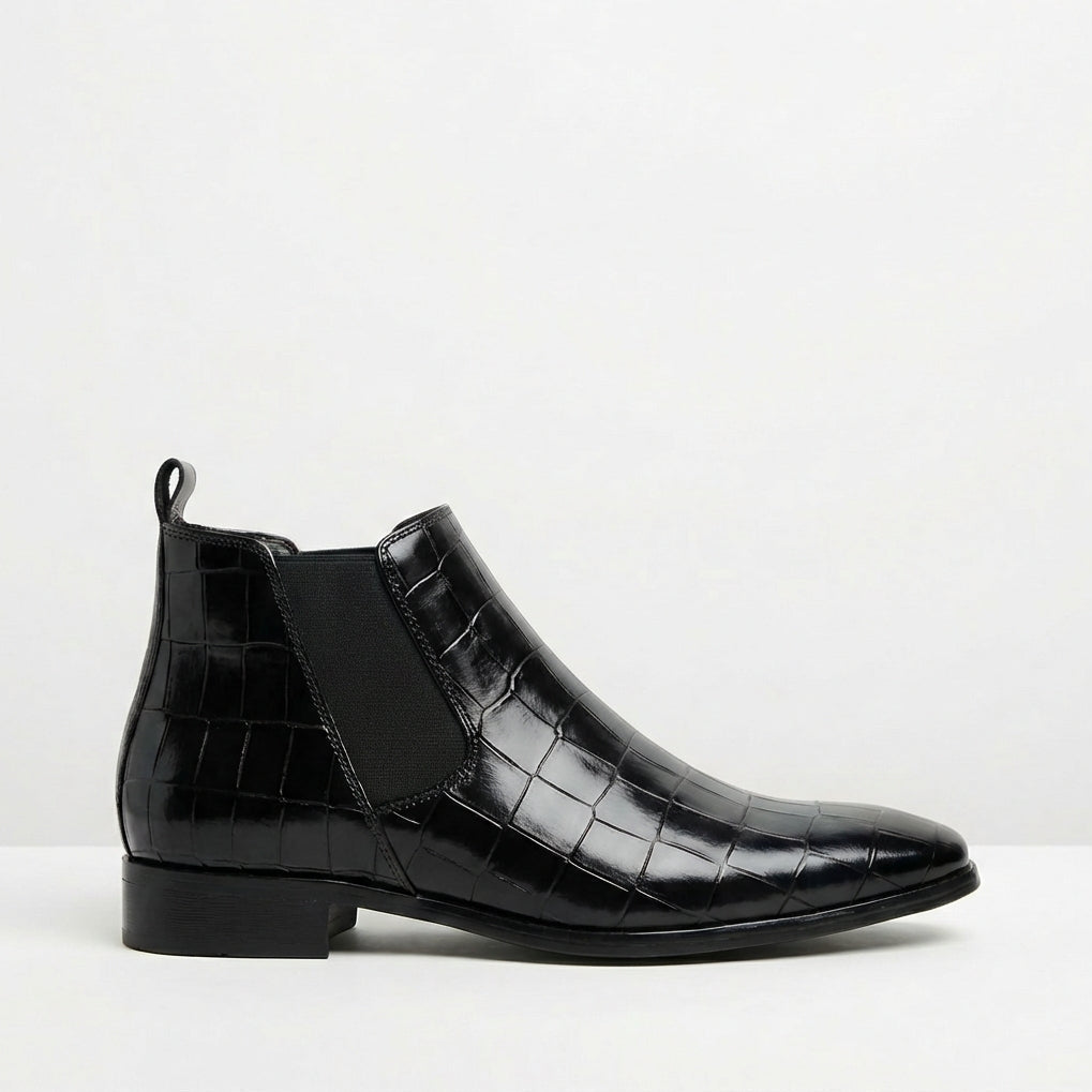 Alton | Croc Embossed Pointed Chelsea Boots