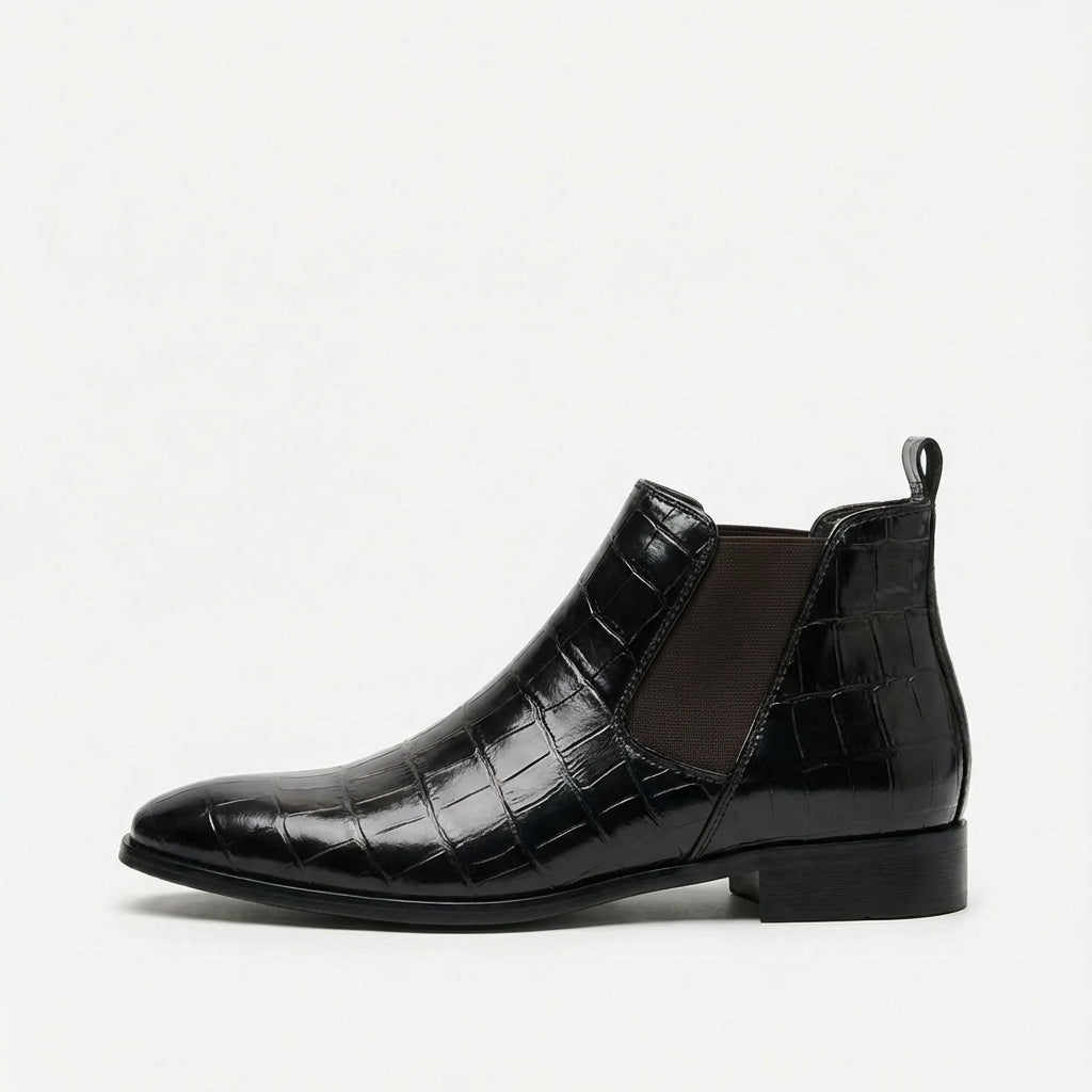 Alton | Croc Embossed Pointed Chelsea Boots