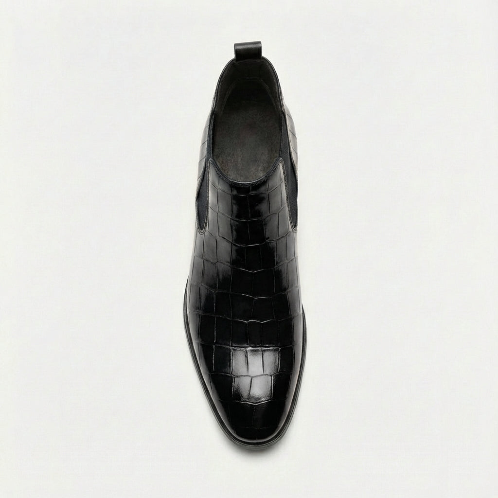 Alton | Croc Embossed Pointed Chelsea Boots