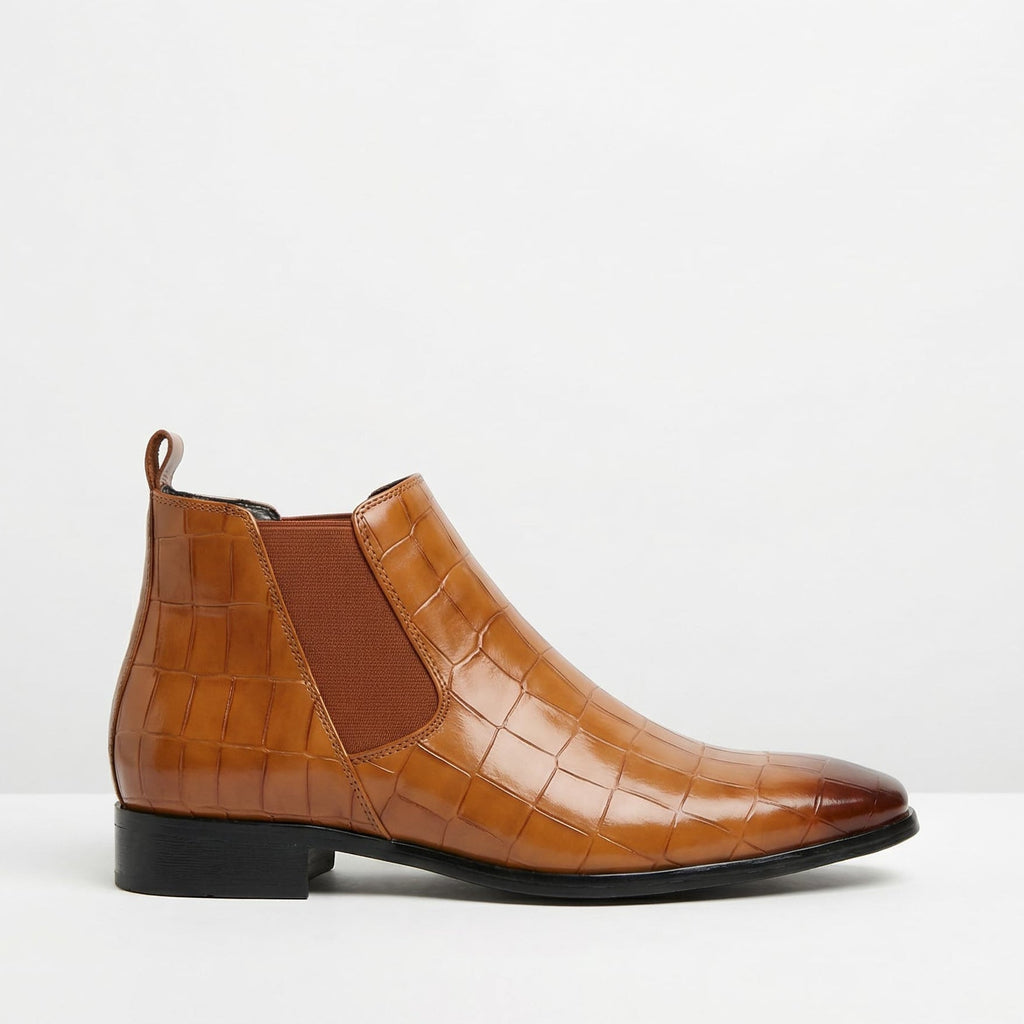 Alton | Croc Embossed Pointed Chelsea Boots