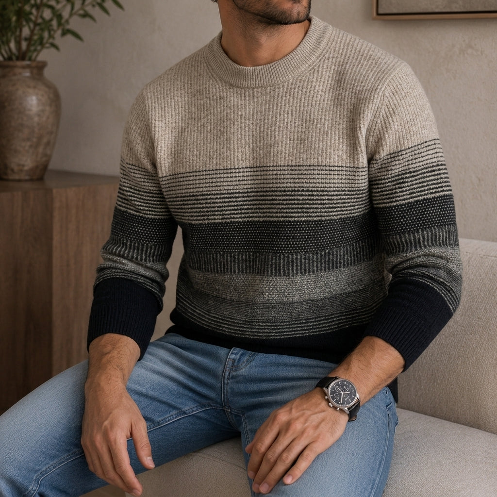 Amos | Wool Ombre Stripe Crew Neck Jumper