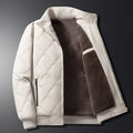 Men's diamond quilted fleece lined jacket, side view