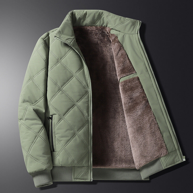 Men's diamond quilted fleece lined jacket, detail