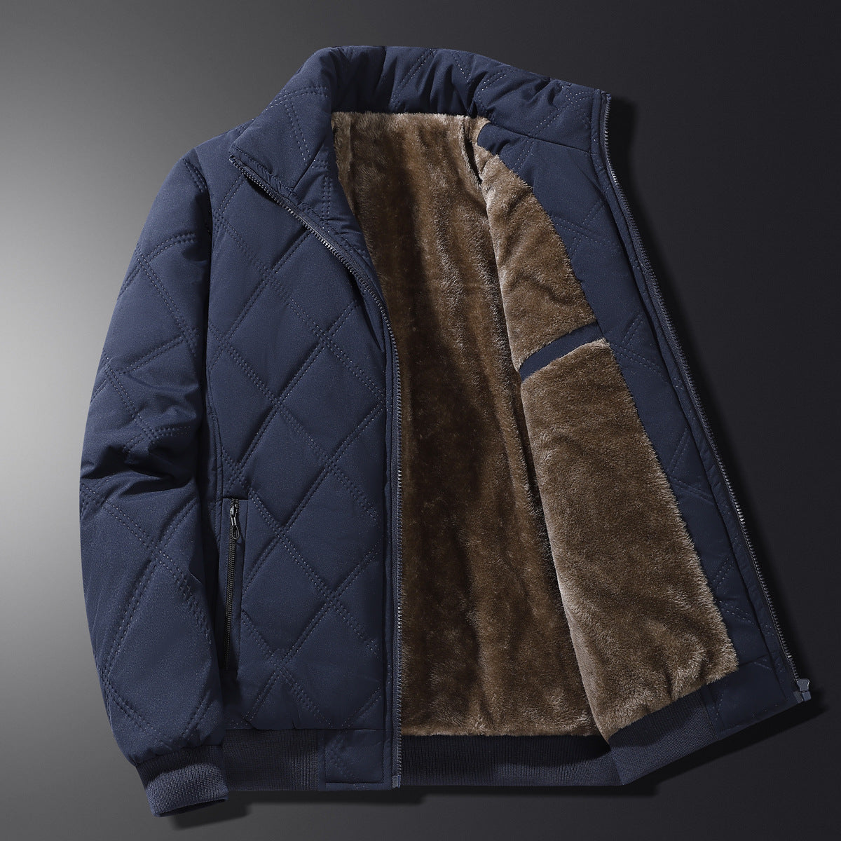 Men's diamond quilted fleece lined jacket, view 7